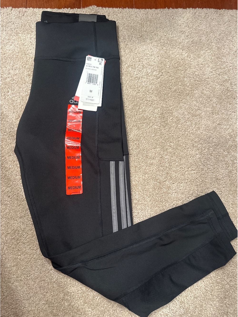 (4)Adidas Primegreen Aeroready Black Athletic Leggings Medium